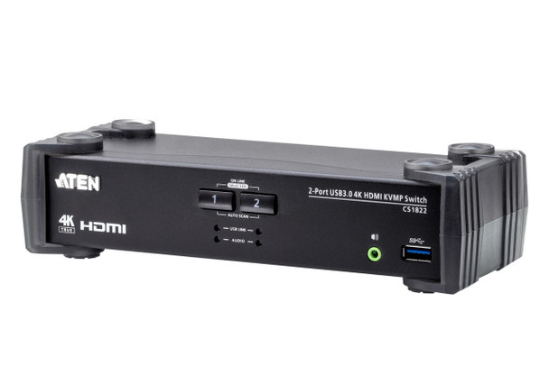 Aten-Desktop-KVMP-Switch-2-Port-Single-Display-4k-HDMI-w/-audio-mixer-mode,-Cables-Included,-Selection-Via-Front-Panel-CS1822-AT-U-Rosman-Australia-1