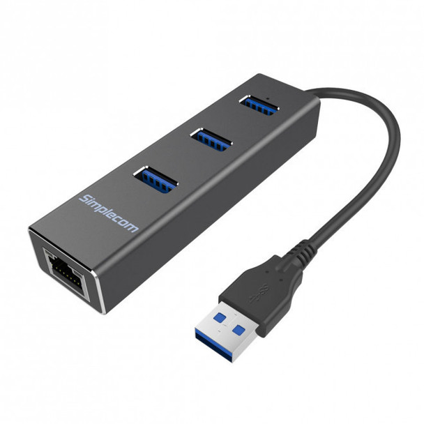 Simplecom-CHN410-Black-Aluminium-3-Port-USB-3.0-HUB-with-Gigabit-Ethernet-Adapter-1000Mbps-for-PC-MAC-(LS)-CHN410-BLACK-Rosman-Australia-1