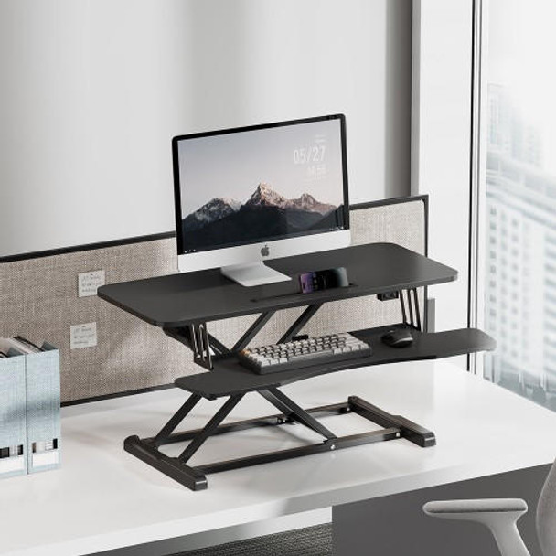 Brateck-COST-EFFECTIVE-ELECTRIC-X-LIFT-DESK-CONVERTER-950x615x156~480mm-up-to-20kg-DWS15-02E-Rosman-Australia-1