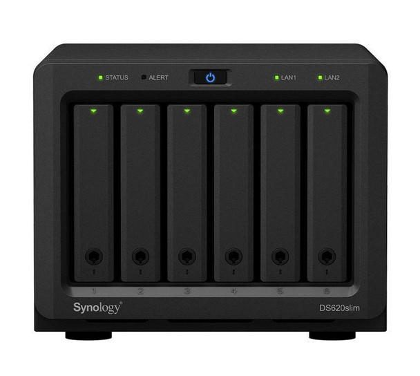 Synology-DiskStation-DS620-slim-6-Bay-NAS-Intel-Celeron-J3355--2-core-2.0-2GB-DDR3L-non-ECC-SODIMM-Hot-Swappable-2xRJ-45-1GbE-LAN-2xUSB-3.0-2-yrs-wty-DS620slim-Rosman-Australia-1