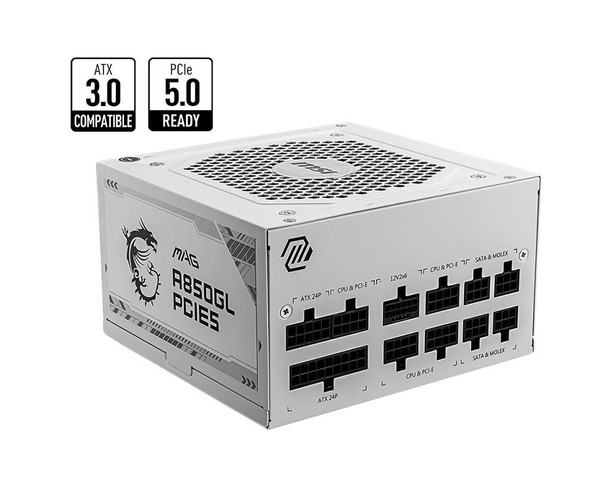 MSI-MAG-A850GL-PCIE5-WHITE-850W-Up-to-90%-(80-Plus-Gold)-ATX-Power-Supply-Unit-(NEW)-MAG-A850GL-PCIE5-WHITE-Rosman-Australia-1