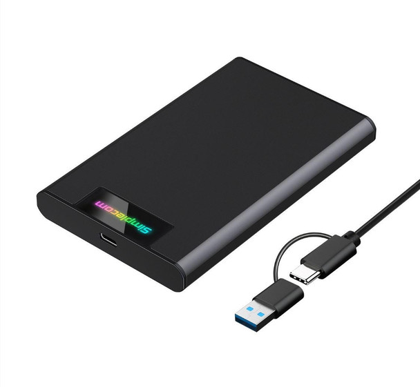 Simplecom-SE239-Tool-free-2.5"-SATA-HDD-SSD-to-USB-C-Enclosure-with-RGB-Lights-USB-3.2-Gen-2-SE239-Rosman-Australia-1