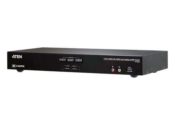 Aten-Desktop-KVMP-Switch-2-Port-Dual-Display-4k-HDMI-w/-audio,-Cables-Included,-2x-USB-Port,-Selection-Via-Front-Panel-CS1842-AT-U-Rosman-Australia-1