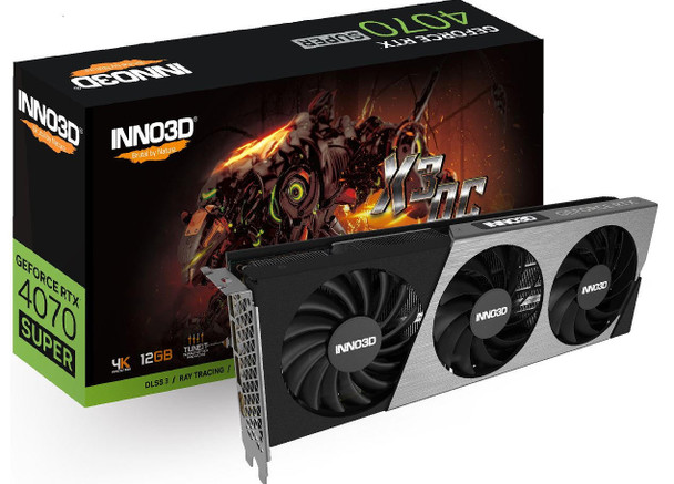 INNO3D-nVidia-GeForce-RTX-4070-Super-X3-OC12GB-GDDR6X,-2505-MHz-Boost-Clock,-RAM-21-Gbps,-3x-DP,-1xHDMI-297x118x42mm-N407S3-126XX-186162L-Rosman-Australia-1