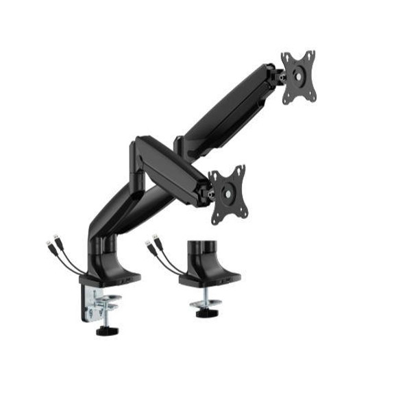 BrateckLDT82-C024UCE-SINGLE-SCREEN-HEAVY-DUTY-MECHANICAL-SPRING-MONITOR-ARM-WITH-USB-PORTS-For-most-17"~45"-Monitors,-Matte-Black(New)-LDT82-C024UCE-BK-Rosman-Australia-1