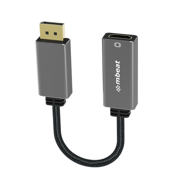mbeat-Elite-Display-Port-to-HDMI-Adapter---Converts-DisplayPort-to-HDMI-Female-Port,-Supports-4K@60Hz-(3840×2160),--Nylon-Braided-Cable---Space-Grey-MB-XAD-DPHDM-Rosman-Australia-1