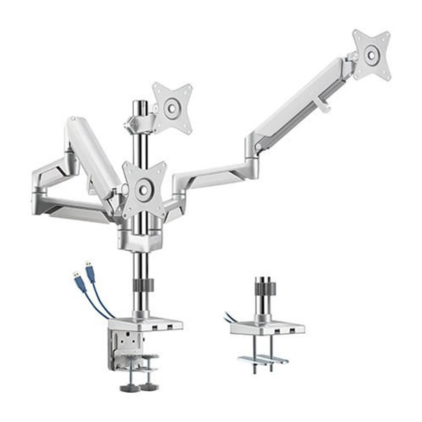 Brateck-Triple-Monitors-Pole-Mounted-Epic-Gas-Spring-Aluminum-Monitor-Arm-with-USB-Fit-Most-17'-27'-,-Up-to-7-kg---Gloss-Grey-LDT37-C036UP-GG-Rosman-Australia-1