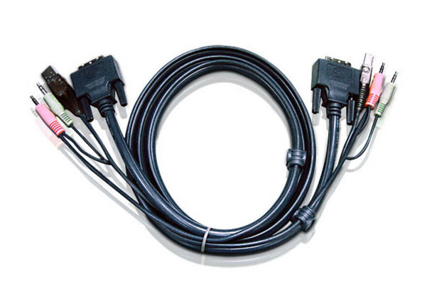 Aten-KVM-Cable-3m-with-DVI-D-(Dual-Link)-USB--Audio-to-DVI-D-(Dual-Link),-USB--Audio-(LS)-2L-7D03UD-Rosman-Australia-1