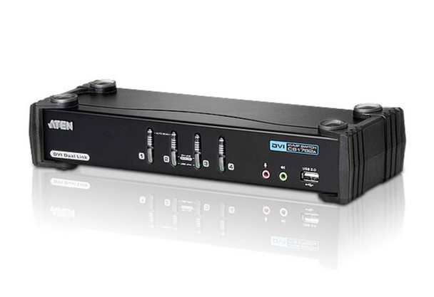 Aten-Desktop-KVMP-Switch-4-Port-Single-Display-DVI-w/-7.1-audio,-4x-Custom-KVM-Cables-Included,-2x-USB-Port,-Selection-Via-Front-Panel-CS1784A-AT-U-Rosman-Australia-1