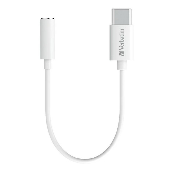 Verbatim-USB-C-to-3.5mm-Headphone-Jack-10cm---White-66588-Rosman-Australia-1