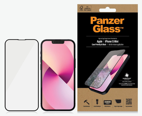 Panzer-Glass-PanzerGlass-Apple-iPhone-13-Mini-Screen-Protector---Black-(PRO2744),-AntiBacterial,-Scratch-Resistant,-Shock-Resistant,-Edge-to-Edge,-100%-Touch-PRO2744-Rosman-Australia-1