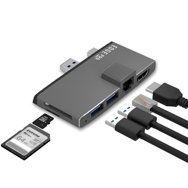 mbeat®--Edge-Pro-Multifunction-USB--C-Hub-for-Microsoft-Surface-Pro-5/6--Metal-Grey-(HDMI,-LAN,-USB-3.0-Hub,-Card-Reader)-MB-EGE-P68GRY-Rosman-Australia-1