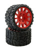 Powerhobby Raptor Belted Monster Truck Tires / Wheels w/ 17mm Hex (2) Sport-Red