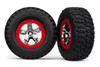 Traxxas Pre-Mounted BFGoodrich KM2 SCT Tires Chrome/Red (2wd Front)