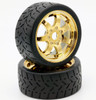 Powerhobby 1/8 Gripper 42/100 Belted Mounted Tires 17mm Gold Wheels