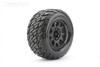 Jetko Rockform 1/8 MT 3.8 Tires Mounted on Black Claw Rims, Medium Soft, Belted, 17mm 0" Offset (2)