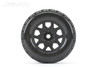 Jetko Tomahawk 1/8 MT 3.8 Tires Mounted on Black Claw Rims, Medium Soft, Belted, 17mm 1/2" Offset (2)