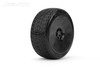 Jetko Positive 1/8 Buggy Tires Mounted on Black Dish Rims, Ultra Soft (2)
