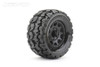 Jetko Tomahawk 1/10 MT 2.8 Tires Mounted on Black Claw Rims, Medium Soft, 17mm Hex, (2)