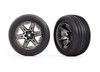 Traxxas 3771R Tires & wheels, assembled, glued (2.8') (RXT black chrome wheels, ribbed tires, foam inserts) (electric front) (2)
