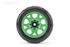 Jetko 1/5 XMT EX-King Cobra Tires Mounted on Green Claw Rims, Medium Soft, Glued, Belted, 24mm for Arrma