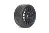 Jetko 1/8 GT Black Phoenix Racing Tires Mounted on Black Radial Rims, Medium Soft, Belted