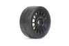 Jetko 1/8 GT Black Phoenix Racing Tires Mounted on Black Radial Rims, Ultra Soft, Belted