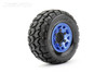 Jetko 1/10 SC EX-Tomahawk Tires Mounted on Blue Claw Rims, Medium Soft, Glued,12mm 1/2 Offset Narrow