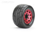 Jetko 1/10 MT 2.8 EX-Super Sonic Tires Mounted on Red Claw Rims, Medium Soft, Glued, 12mm 1/2" Offset