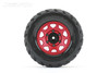 Jetko 1/10 MT 2.8 EX-Rockform Tires Mounted on Red Claw Rims, Medium Soft, Glued, 14mm, for Arrma