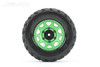 Jetko 1/10 MT 2.8 EX-Rockform Tires Mounted on Green Claw Rims, Medium Soft, Glued, 17mm for Pro-MT