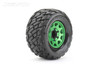 Jetko 1/10 MT 2.8 EX-Rockform Tires Mounted on Green Claw Rims, Medium Soft, Glued, 12mm 0" Offset
