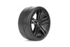 Jetko 1/8 GT Quicker Racing Tires Mounted on Black Claw Rims, Ultra Soft, Belted