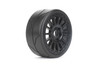 Jetko 1/8 GT Quicker Racing Tires Mounted on Black Radial Rims, Medium Soft, Belted