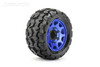 Jetko 1/10 ST 2.8 EX-Tomahawk Tires Mounted on Blue Claw Rims, Medium Soft, Glued, 14mm, for Arrma