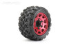 Jetko 1/10 ST 2.8 EX-King Cobra Tires Mounted on Red Claw Rims, Medium Soft, Glued, 12mm 0" Offset