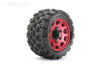 Jetko 1/10 ST 2.8 EX-King Cobra Tires Mounted on Red Claw Rims, Medium Soft, Glued, 14mm, for Arrma