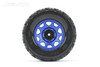 Jetko 1/10 MT 2.8 EX-Tomahawk Tires Mounted on Blue Claw Rims, Medium Soft, Glued, 12mm 1/2" Offset