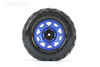 Jetko 1/10 MT 2.8 EX-King Cobra Tires Mounted on Blue Claw Rims, Medium Soft, Glued, 12mm 1/2" Offset