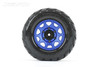 Jetko 1/10 MT 2.8 EX-King Cobra Tires Mounted on Blue Claw Rims, Medium Soft, Glued, 14mm, for Arrma