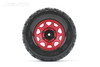 Jetko 1/10 MT 2.8 EX-Tomahawk Tires Mounted on Red Claw Rims, Medium Soft, Glued, 12mm 1/2" Offset