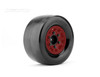 Jetko 1/10 DR Booster RR Wide Rear Tires, Super Soft, Belted, Mounted on Red Claw Rims, 1/2"" Offset