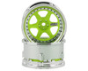 DS Racing Drift Element 6 Spoke Drift Wheel (Green Face/Chrome Lip/Black Rivets) (Adjustable Offset) w/12mm Hex