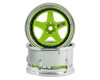 DS Racing Drift Element 5 Spoke Drift Wheels (Green Face/Chrome Lip/Black Rivet) (Adjustable Offset) w/12mm Hex