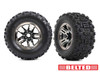 Traxxas 9573A Tires & wheels, assembled, glued (3.8" black chrome wheels, belted Sledgehammer® tires, foam inserts) (2)