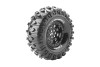 CR-Rowdy 1/10 1.9 Crawler Tires, 12mm Hex, Super Soft, Mounted on Black Rim, Front/Rear (2)