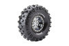 CR-Rowdy 1/10 1.9 Crawler Tires, 12mm Hex, Super Soft, Mounted on Black Chrome Rim, Front/Rear (2)