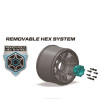 MT-Uphill Speed 1/8 Monster Truck Tires, 0 & 1/2 Offset, 17mm Removable Hex on Black Rim, Soft (2)