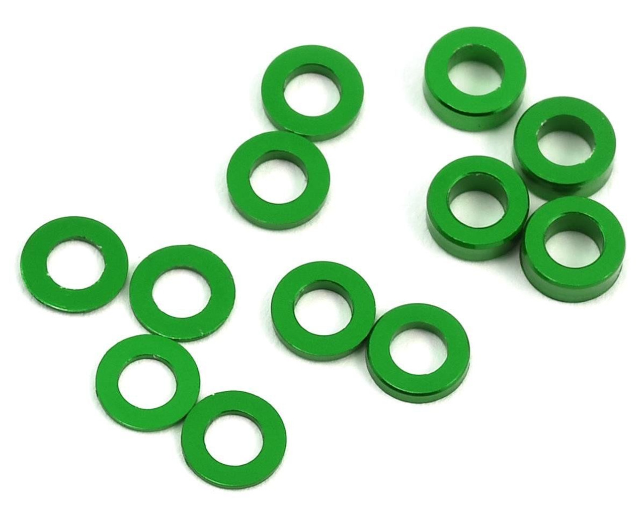 ProTek RC 8372 Aluminum Ball Stud Washer Set (0.5mm, 1.0mm & 2.0mm) (Green) (12)