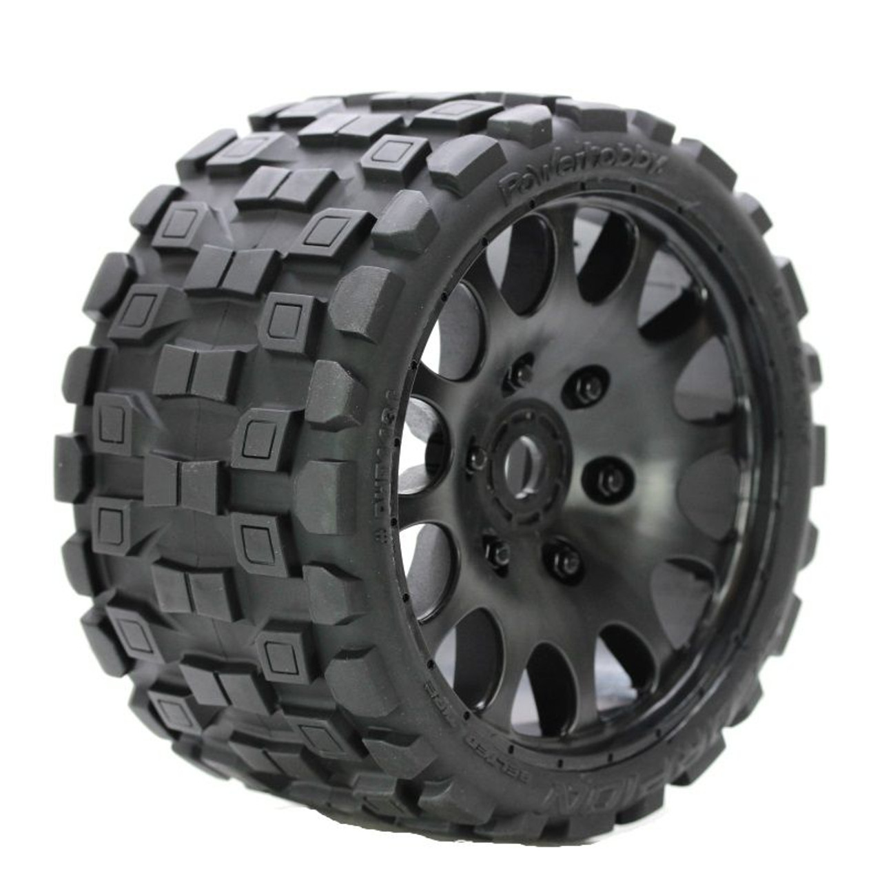 Power Hobby 1131R Scorpion Belted Monster Truck Wheels/Tires (pr.), Pre-mounted, Race Soft Compound 17mm Hex